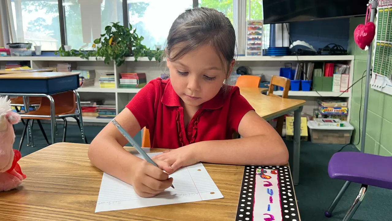 Student working in the classroom
